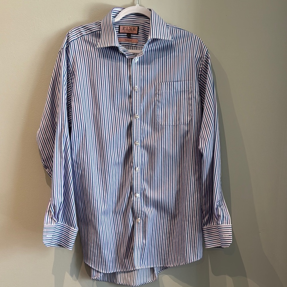 Thomas Pink Classic Pink and Purple Striped Shirt